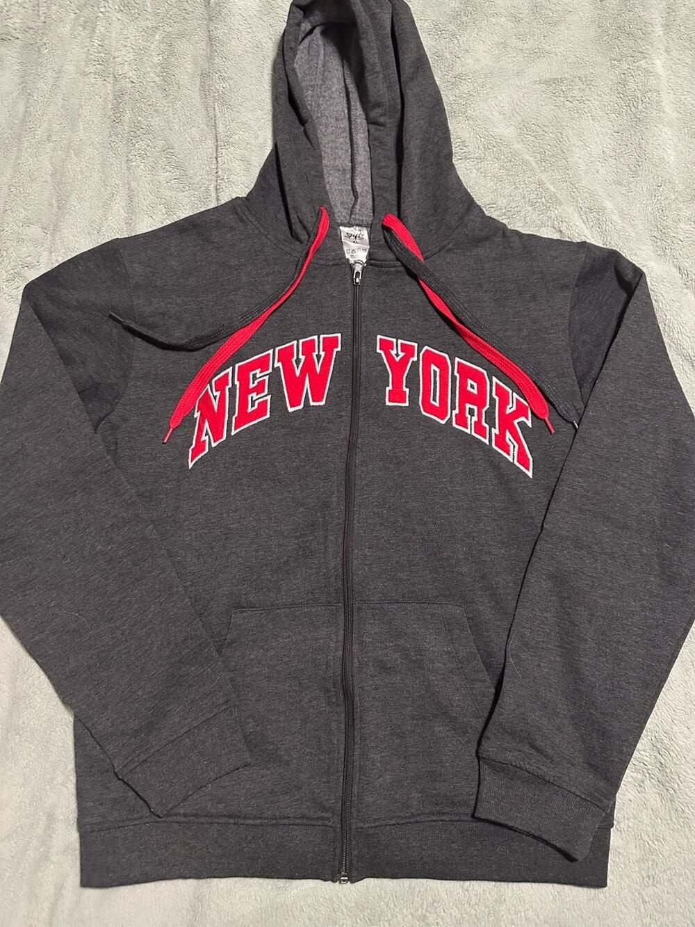 Torkia Gifts New York Gray Full Zip Hoodie Sweatshirt Embroidered Size XL